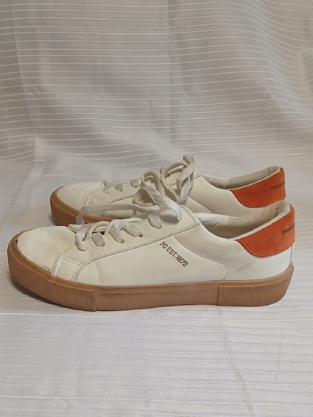 French Connection White and Orange Low-Top Sneakers